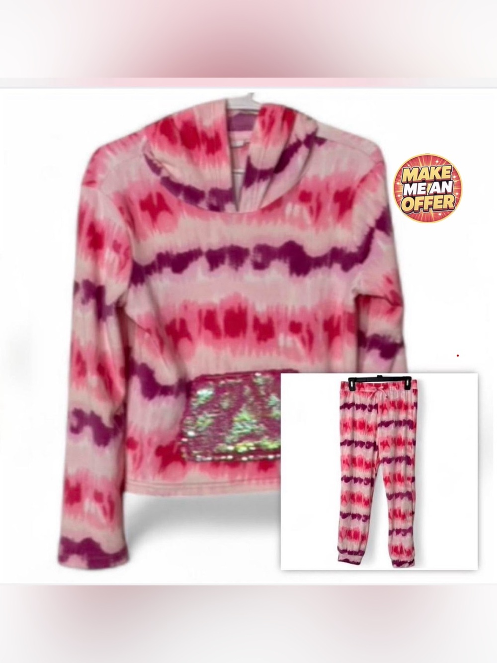 Brand New Pink & Purple Tie-Dye Hooded Set - SZ L
